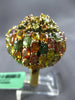 ESTATE EXTRA LARGE 7.0CT AAA MULTI COLOR SAPPHIRE 18K YELLOW GOLD 3D FLOWER RING