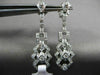 ESTATE LONG 1.13CT DIAMOND 14KT WHITE GOLD OPEN FILIGREE FLOWER HANGING EARRINGS