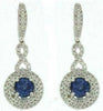 ESTATE LARGE 3.65CT DIAMOND & SAPPHIRE 14KT WHITE GOLD 3D HALO INFINITY EARRINGS