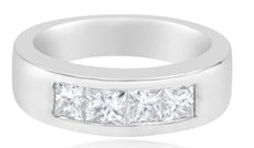 1.16CT DIAMOND 14KT WHITE GOLD PRINCESS 4 STONE CHANNEL ETOILE ANNIVERSARY RING