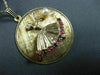 ANTIQUE LARGE 14KT YELLOW GOLD & AAA MULTI GEM FLOATING BALLERINA PENDANT #22522