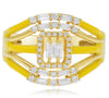 .46CT DIAMOND & YELLOW ENAMEL 14K YELLOW GOLD 3D ROUND & BAGUETTE MULTI ROW RING
