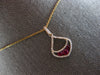 .75CT DIAMOND & AAA RUBY 14K ROSE GOLD 3 STONE TEAR DROP FLOATING PENDANT #28217