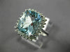 ESTATE 4.05CT DIAMOND & AAA AQUAMARINE 14KT WHITE GOLD 3D SQUARE ENGAGEMENT RING