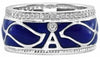 .30CT DIAMOND & BLUE ENAMEL 18K WHITE GOLD 3D MULTI LEAF A INITIAL FUN LOVE RING