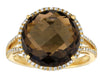 LARGE 10.17CT DIAMOND & AAA SMOKY TOPAZ 14KT YELLOW GOLD 3D ROUND HALO FUN  RING