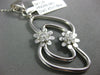 ESTATE LARGE .45CT DIAMOND 18KT WHITE GOLD 3D DOUBLE FLOWER FUN PENDANT