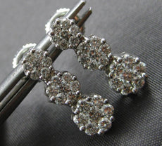 1.0CT DIAMOND 14KT WHITE GOLD 3D PAST PRESENT FUTURE JOURNEY HANGING EARRINGS