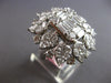 ESTATE EXTRA LARGE 5.50CT DIAMOND 18KT WHITE GOLD 3D FLOWER SQUARE COCKTAIL RING