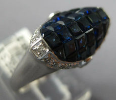 3.95CT DIAMOND & AAA SAPPHIRE 18KT WHITE GOLD 3D PRINCESS & ROUND OVAL FUN RING