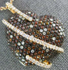 ESTATE LARGE 2.72CT WHITE & ORANGE DIAMOND 18KT ROSE GOLD SIDEWAYS HEART PENDANT