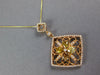 1.43CT WHITE & FANCY YELLOW DIAMOND 18KT ROSE GOLD OPEN FILIGREE SQUARE PENDANT