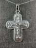 .07CT DIAMOND 14KT WHITE GOLD 3D SOLITAIRE MATTE AND SHINY CROSS PENDANT #27013