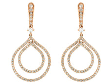 ESTATE 1.32CT DIAMOND 14KT ROSE GOLD DOUBLE OPEN TEAR DROP FUN HANGING EARRINGS
