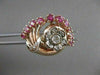 ANTIQUE 1.69CT OLD MINE DIAMOND RUBY 14K W ROSE GOLD FLOWER COCKTAIL RING #21009