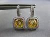 3.22CT DIAMOND & AAA CITRINE 14KT WHITE GOLD CUSHION & ROUND LEVERBACK EARRINGS