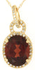 2.87CT DIAMOND & AAA GARNET 14KT YELLOW GOLD 3D OVAL LOVE KNOT FLOATING PENDANT