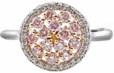 1.44CT WHITE & PINK DIAMOND 18KT WHITE & ROSE GOLD 3D CLUSTER CIRCULAR LOVE RING