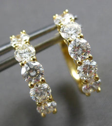 ESTATE 1.37CT DIAMOND 18KT YELLOW GOLD 3D CLASSIC 5 STONE HUGGIE FUN EARRINGS
