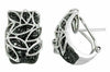 WIDE 2.60CT BLACK DIAMOND 14K WHITE GOLD MULTI LEAF PAVE CLIP ON EARRINGS