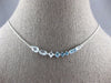 1.90CT DIAMOND & AAA BLUE TOPAZ 14KT WHITE GOLD 3D MULTI SHAPE FUN BAR NECKLACE