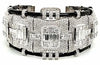 LARGE 23.58CT DIAMOND BLACK ENAMEL 18KT WHITE GOLD CUFF COCKTAIL TENNIS BRACELET