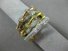 ESTATE LARGE 1.42CT DIAMOND 14KT TRI COLOR GOLD 3D BAMBOO CRISS CROSS LOVE RING