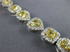 LARGE 9.13CT WHITE & FANCY YELLOW DIAMOND 18K WHITE GOLD 3D HALO TENNIS BRACELET