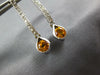 ESTATE .85CT DIAMOND & AAA CITRINE 14K WHITE GOLD TEAR DROP BAR HANGING EARRINGS