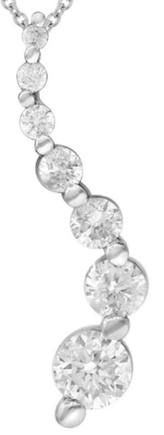 .33CT DIAMOND 14K WHITE GOLD 3D CLASSIC GRADUATING JOURNEY LOVE FLOATING PENDANT
