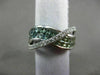 ESTATE WIDE 2.97CT DIAMOND & AAA MULTI COLOR SAPPHIRE 14K WHITE GOLD X LOVE RING
