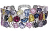 EXTRA LARGE 71.07CT DIAMOND & AAA MULTI COLOR SAPPHIRE 18KT WHITE GOLD BRACELET