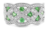 WIDE 1.07CT DIAMOND & AAA TSAVORITE 14KT WHITE GOLD FLOWER BUTTERFLY LOVE RING
