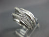 ESTATE WIDE .91CT DIAMOND 18KT WHITE GOLD 3D MULTI ROW CRISS CROSS LOVE RING