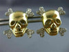 ESTATE LARGE .20CT ROUND DIAMOND 14KT YELLOW GOLD 3D HAPPY SKULL STUD EARRINGS
