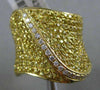 ESTATE LARGE 3.30CT DIAMOND YELLOW SAPPHIRE 18KT YELLOW GOLD MULTI ROW LEAF RING