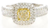 1.40CT WHITE & FANCY YELLOW DIAMOND 18KT 2 TONE GOLD CUSHION CUT ENGAGEMENT RING