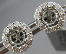 LARGE .62CT DIAMOND 18K WHITE GOLD 3D ROUND FLOWER HALO SEMI MOUNT STUD EARRINGS