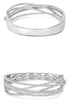 LARGE 4.23CT DIAMOND 14KT WHITE GOLD ROUND MULTI ROW CRISS CROSS BANGLE BRACELET