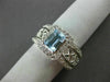ESTATE 1.84CT DIAMOND & AAA AQUAMARINE 14K WHITE GOLD FILIGREE FLORAL RING 21324