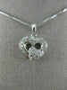 ANTIQUE .26CT DIAMOND 18K WHITE GOLD CLASSIC DOUBLE HEART FILIGREE PENDANT #9386
