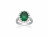 LARGE 4.6CT DIAMOND & AAA COLOMBIAN EMERALD 18K 2 TONE GOLD HALO ENGAGEMENT RING