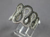 WIDE .99CT BLACK & WHITE DIAMOND 14K WHITE GOLD MULTI WAVE CRISS CROSS LOVE RING