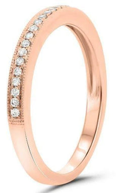 .11CT DIAMOND 14KT ROSE GOLD 3D ROUND FILIGREE SEMI ETERNITY ANNIVERSARY RING
