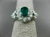 ESTATE LARGE 2.26CT DIAMOND & AAA EMERALD 18K WHITE GOLD 3D HALO ENGAGEMENT RING
