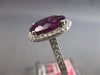 LARGE 4.48CT DIAMOND & AAA RHODOLITE 18K WHITE GOLD OVAL & ROUND ENGAGEMENT RING