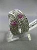 ESTATE LARGE 4CT ROUND DIAMOND & AAA PINK SAPPHIRE 14K WHITE GOLD 3D LOVE X RING