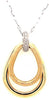 .51CT DIAMOND 18K 2 TONE GOLD 3D MATTE & SHINY DOUBLE TEAR DROP FLOATING PENDANT