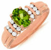 ESTATE 1.08CT DIAMOND & AAA PERIDOT 14KT ROSE GOLD CLASSIC OVAL & ROUND FUN RING