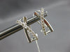 ESTATE .38CT DIAMOND 14KT WHITE GOLD 3D CRISS CROSS X CLIP ON HANGING EARRINGS